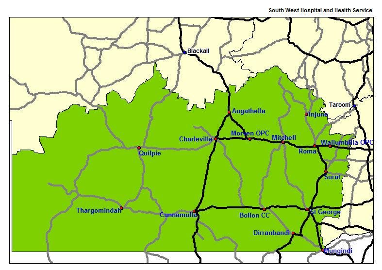 South West Hospital and Health Service map