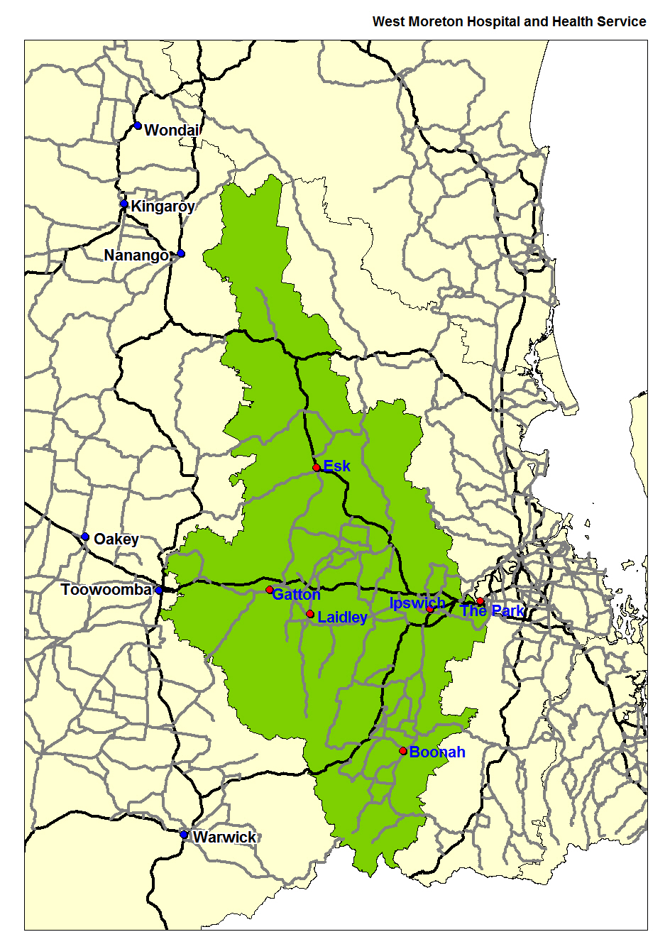 West Moreton Hospital and Health Service map