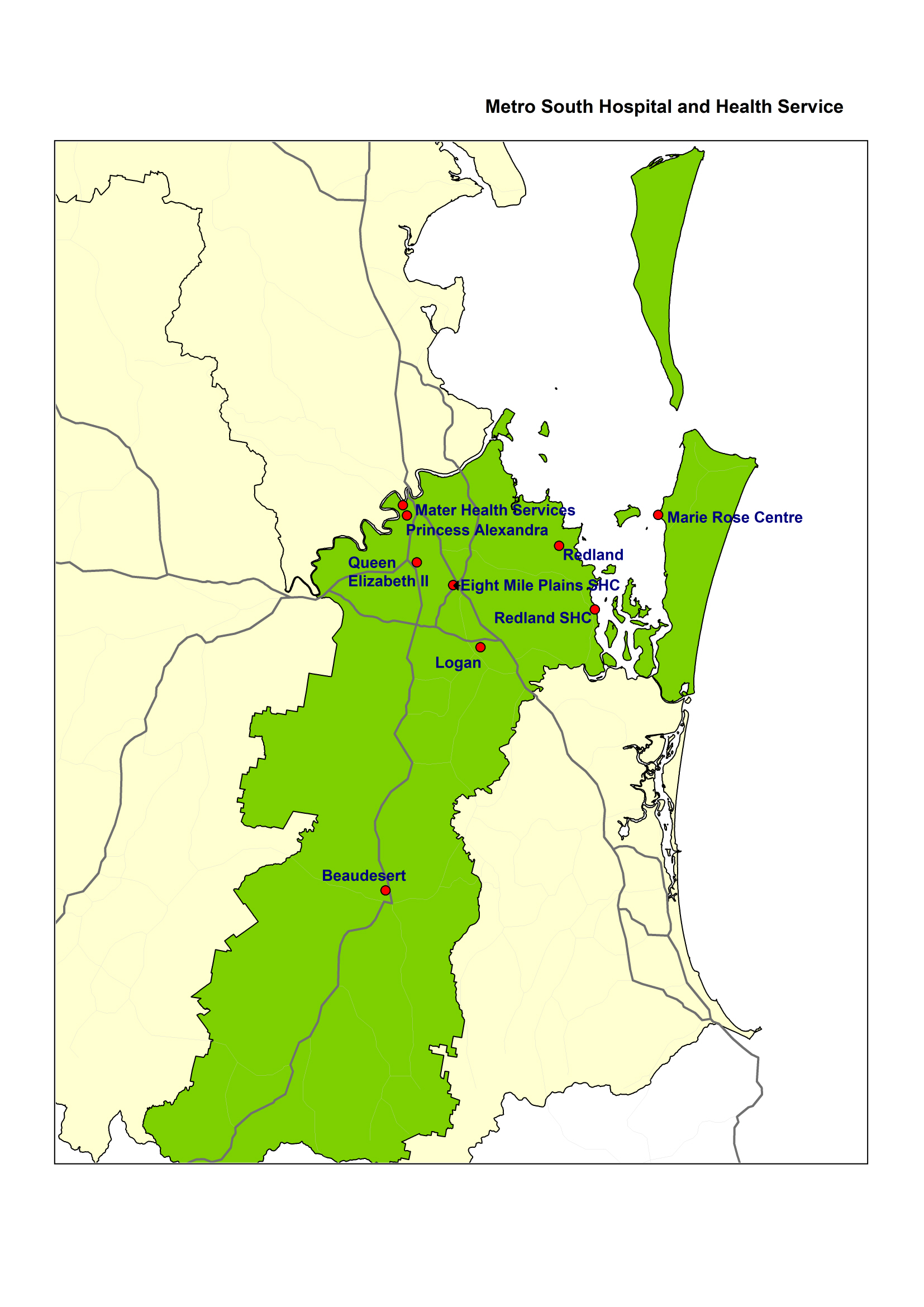 Metro South Hospital and Health Service map