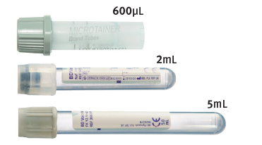 Flouride oxalate tubes showing draw volume(s)