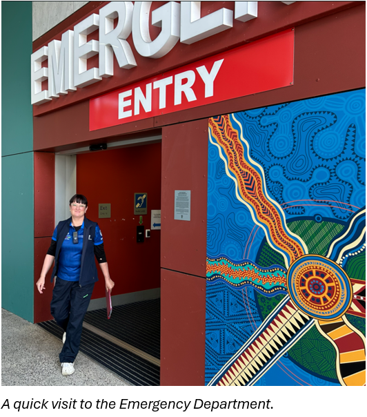 Anna outside the Gladstone Hospital Emergency Department