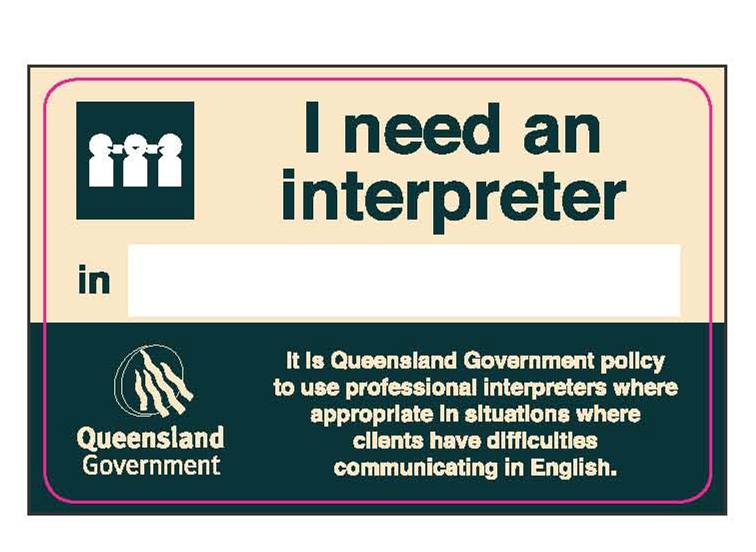 Queensland government Interpreter card