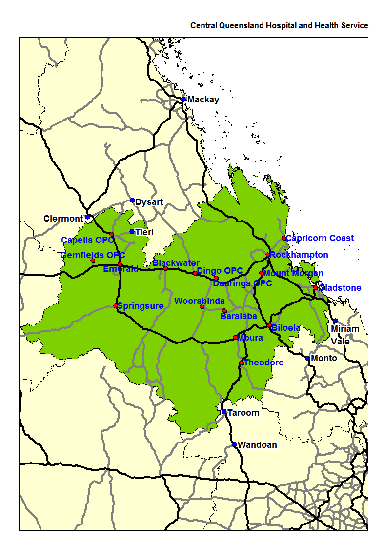 Central Queensland Hospital and Health Service map | Queensland Health