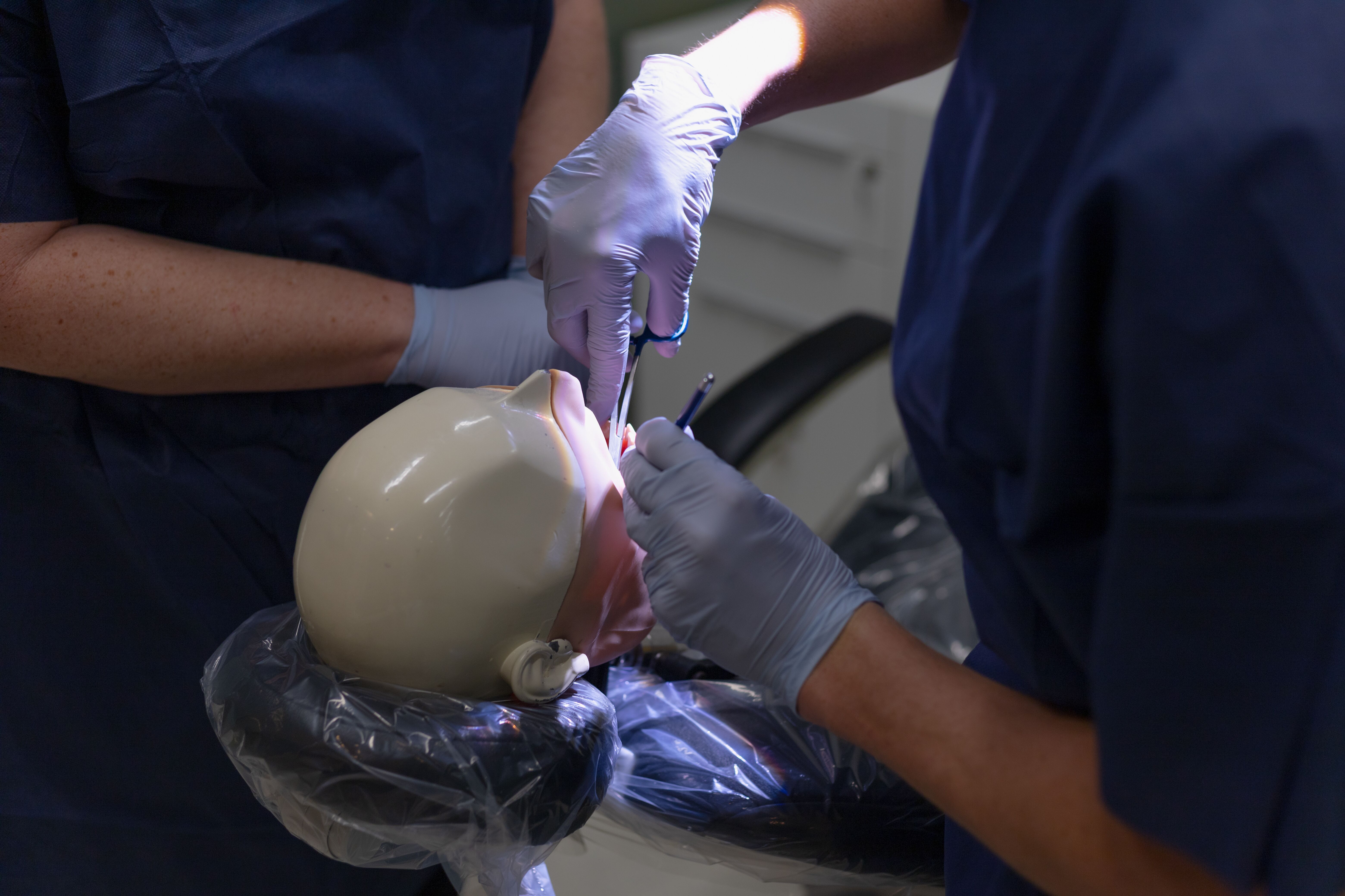 Oral surgery Dental graduate practice oral surgery on a dummy