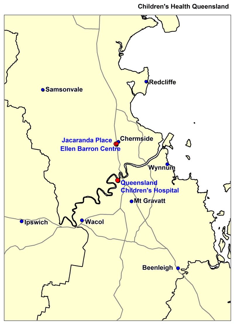 Childrens Health Queensland Hospital and Health Service map
