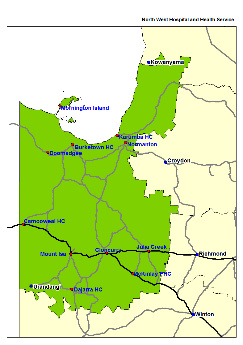 North West Hospital and Health Service map