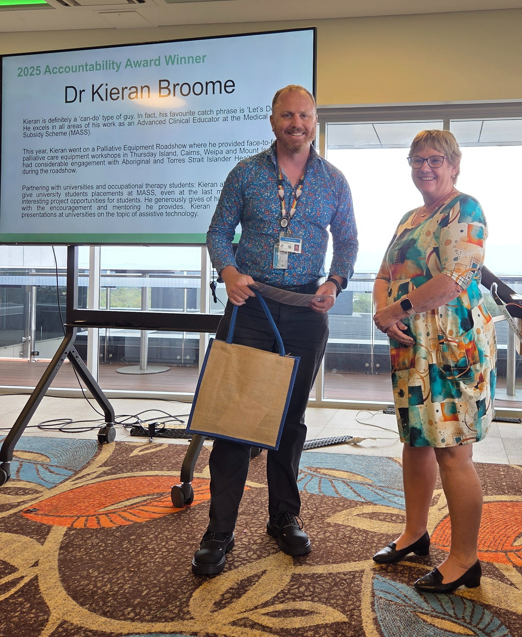 Photograph of Dr Kieran Broome and Lesly English, Executive Director, COH