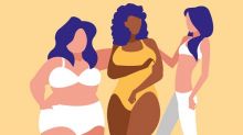 A graphic image of three women standing together
