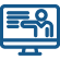 Icon of a computer screen with a figure pointing to text