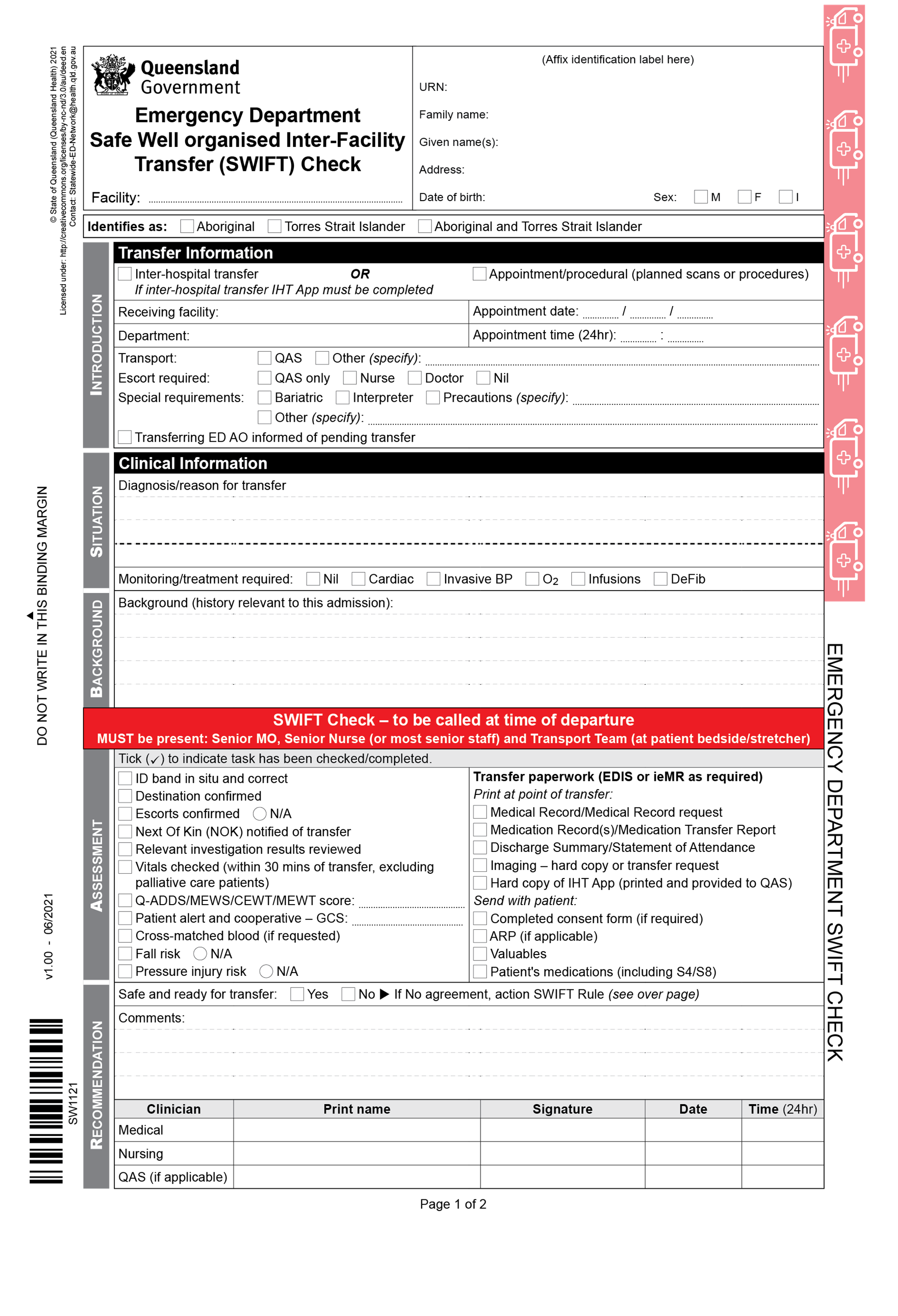 Appendix 4: SWIFT Check form 1