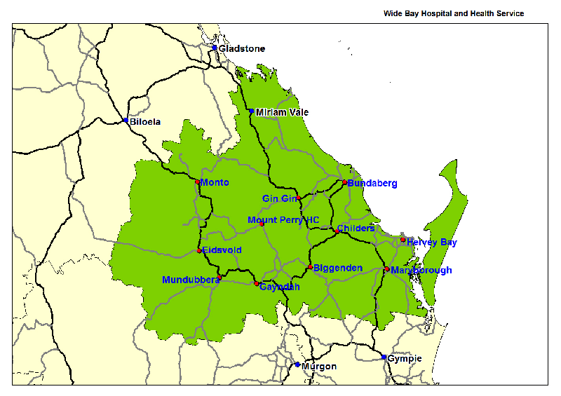 Wide Bay Hospital and Health Service map