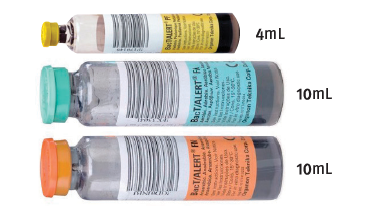Blood culture bottles showing draw volume(s)