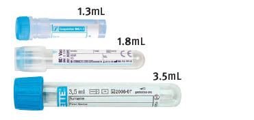 Citrate tubes showing draw volume(s)