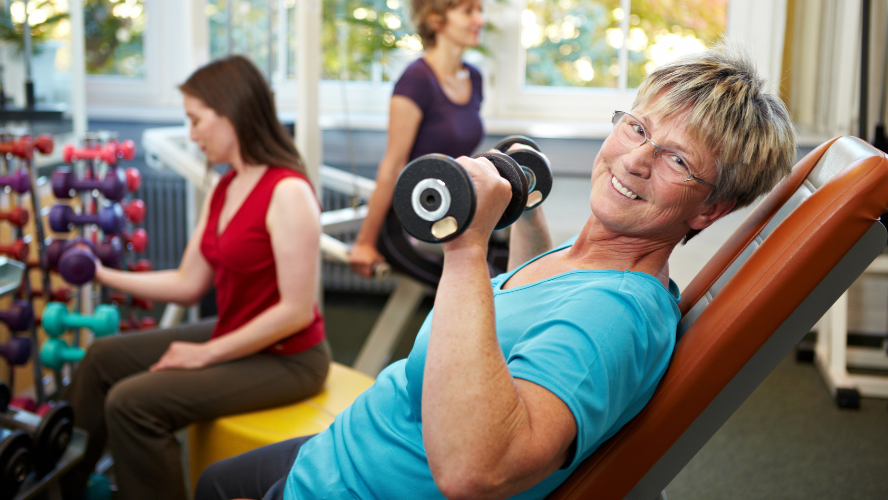 Physical activity including weight training can lower your risk of having a fall as you age.