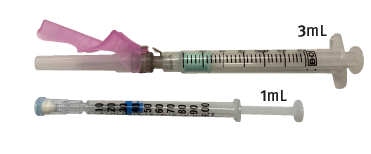 Blood gas syringes showing draw volume(s)