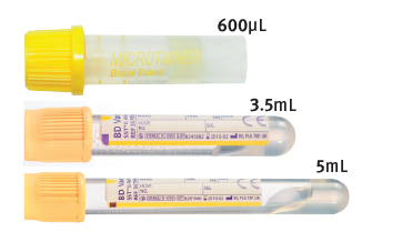 SST tubes showing draw volume(s)