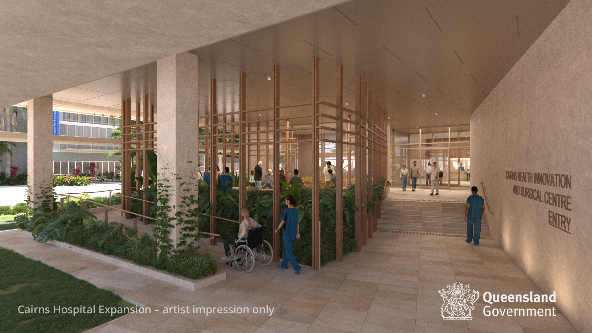 An artist’s rendering of the new Cairns Health Innovation and Surgical Centre