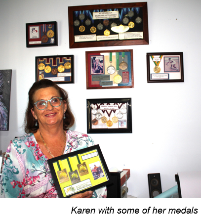 Karen with some of her medals