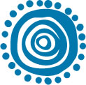 blue circular motif with dots