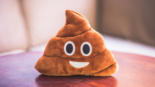 A cute smiling brown fluffy soft toy in the shape of a poo