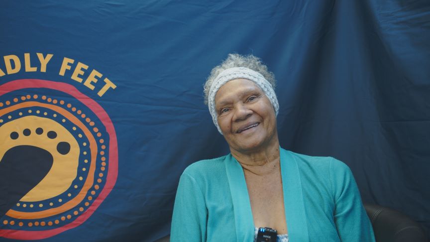 Innisfail local Aunty Helenor Rassip sought help from the Metro North Health Better Together Health Van and Deadly Feet team at a community event in Caboolture, after experiencing months of numbness and tingling in her feet.