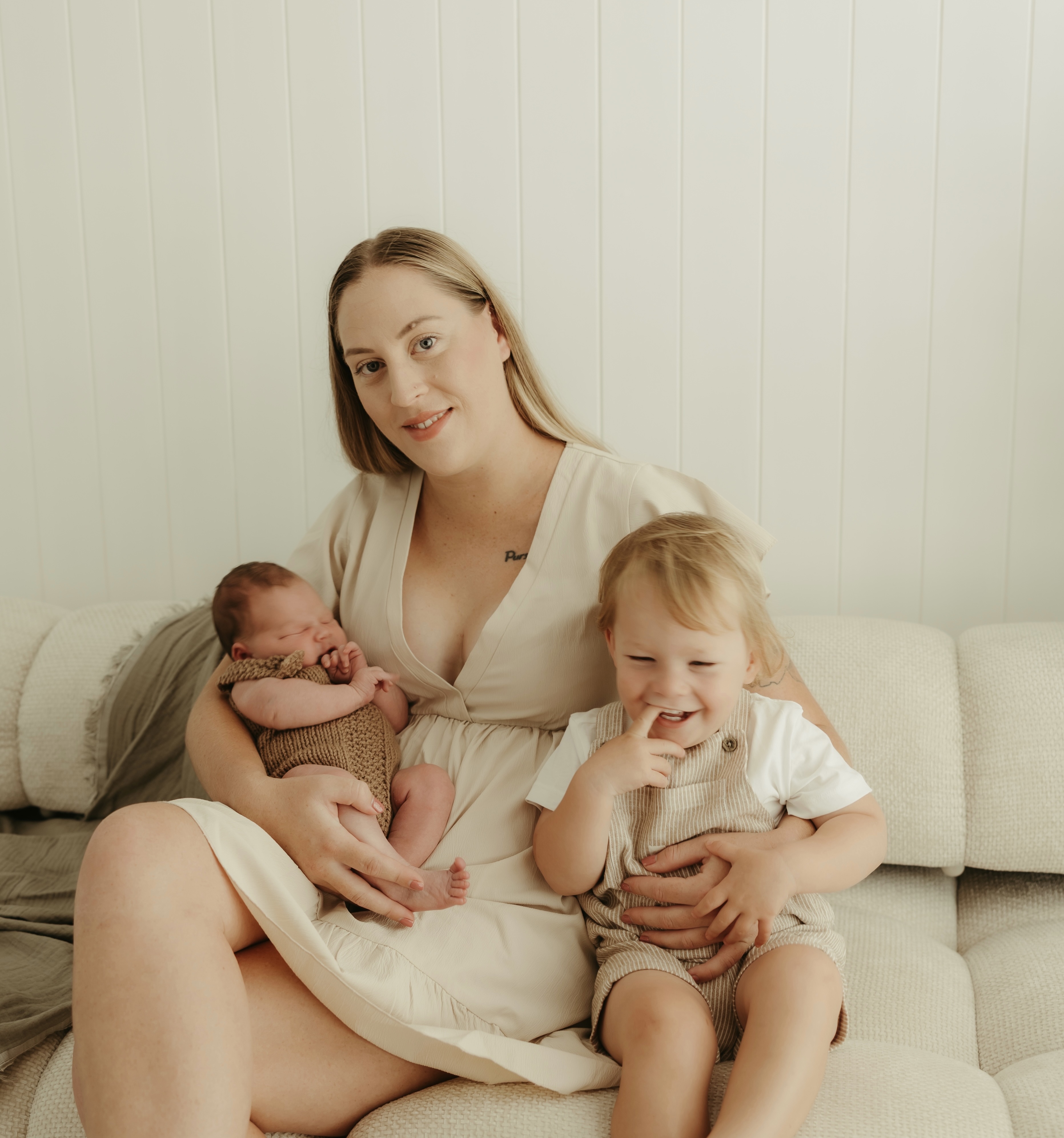 Riana with her two children Carter (left) and Jayce (right).