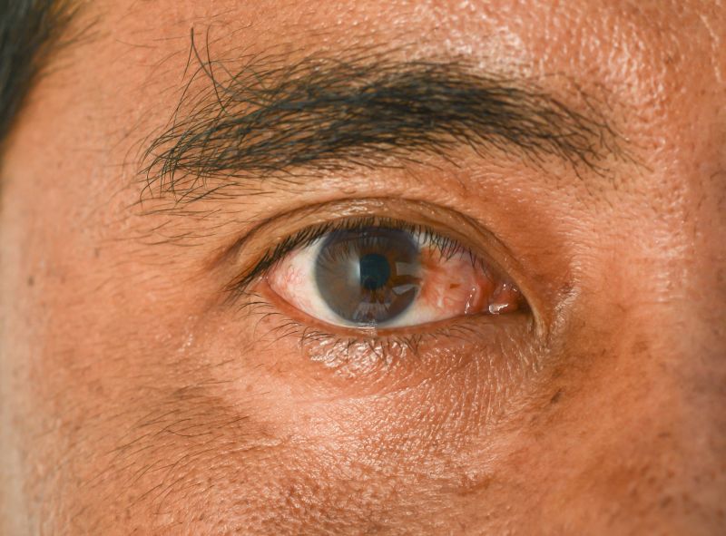 An image of a man's eye with pterygium. 